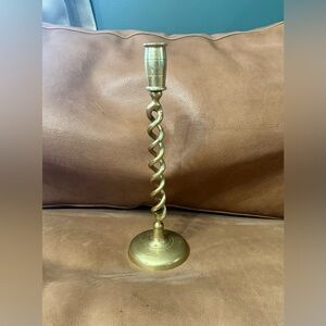 Vintage 11” Heavy Brass Spiral Twist Candlestick Candle Holder